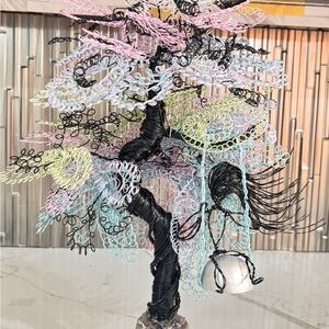 Elegant Multicolor Wire Art Tree Sculpture
